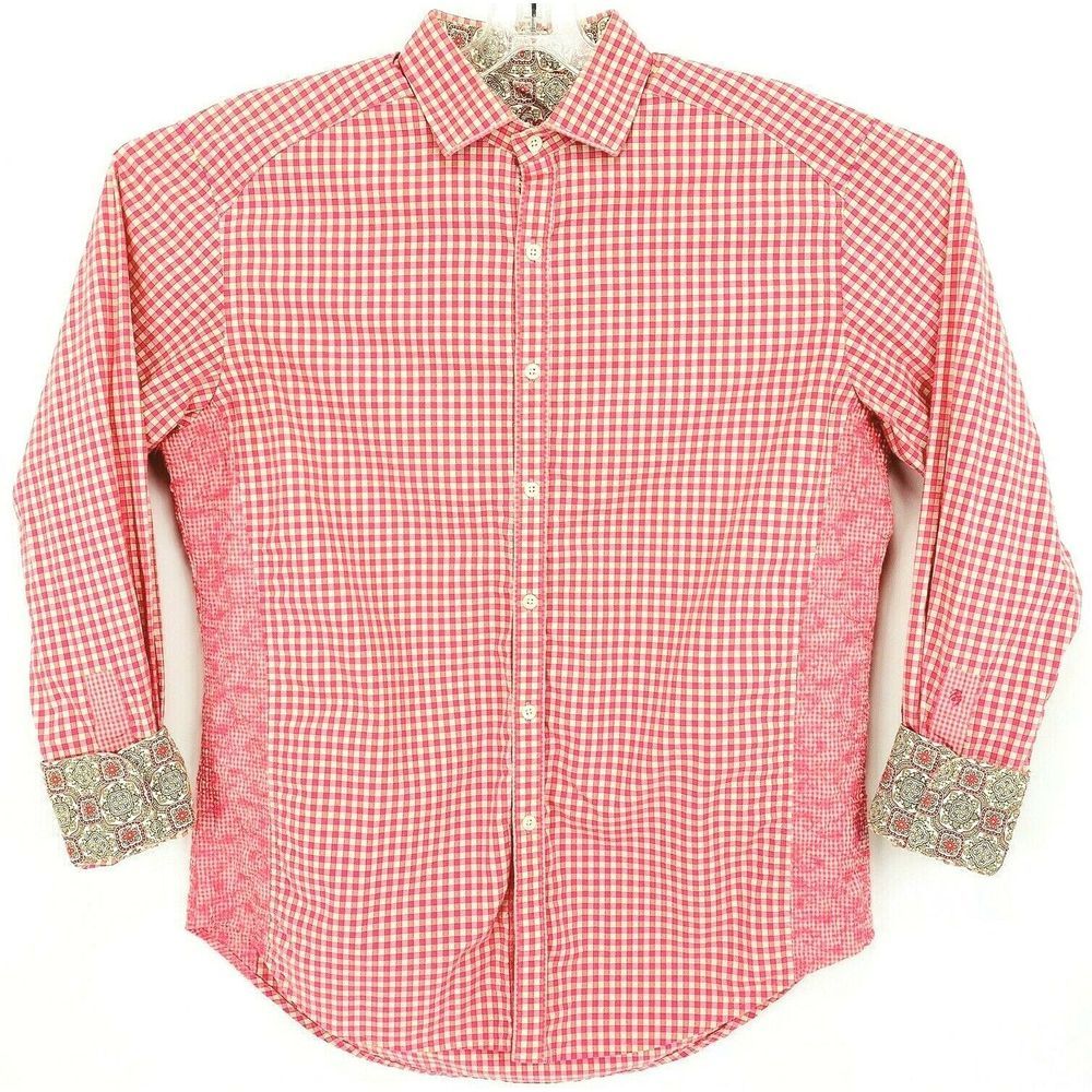Robert Graham Pink Plaid Textured Side Shirt